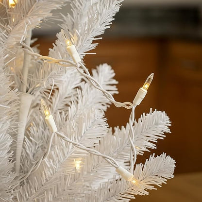 Novelty Lights 34 Feet 100 Bulb Incandescent Mini Light String, Clear with 4-Inch Spacing on White Wire, UL Listed Commercial Grade Indoor/Outdoor Mini Lights, Connectable End-to-End