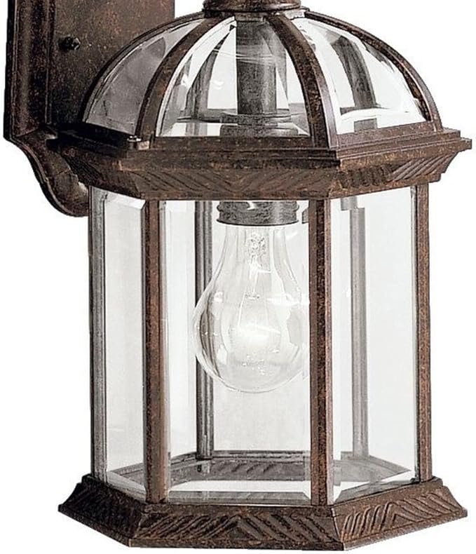Kichler Barrie 15.5" Outdoor Wall Light in Black, 1-Light Exterior Wall Sconce with Clear Beveled Glass, (15.5" H x | Lumora