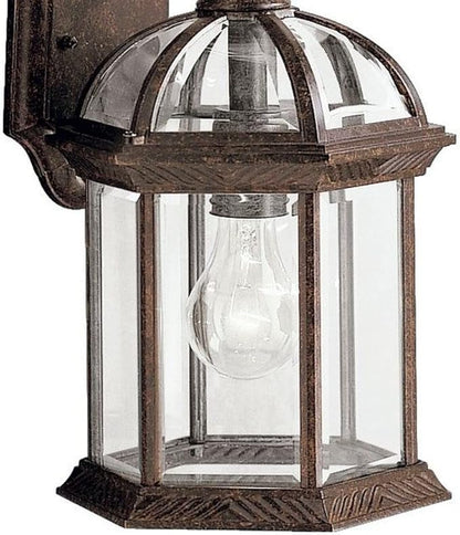 Kichler Barrie 15.5" Outdoor Wall Light in Black, 1-Light Exterior Wall Sconce with Clear Beveled Glass, (15.5" H x 8" W), 9735BK