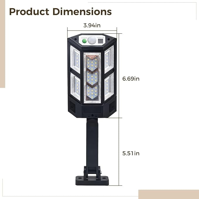 Solar Motion Sensor Path Light for Driveway, Fence, and Patio - Waterproof Hexagonal Outdoor Garden Lamp with 3 Lighting Modes and Remote Control