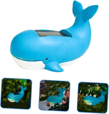 MERRYHAPY Solar Whale Decor Led Light Resin Garden Lamp with Polycrystalline Solar Panel for Outdoor Lawn and Patio Decor Adorable Night Light