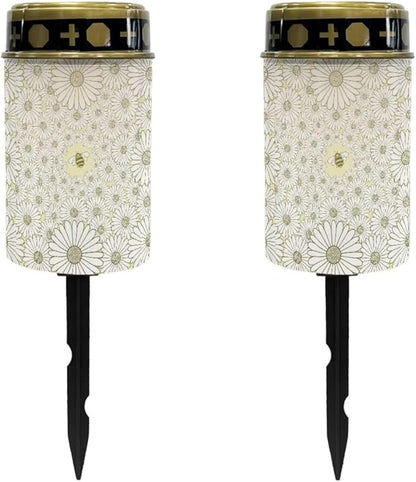 Daisy Garden Solar Light Pathway Solar Lights Solar Yard Lights Waterproof Solar Outdoor Lights for Cemetery Landscape Path LED Solar Lamp Flameless Candle
