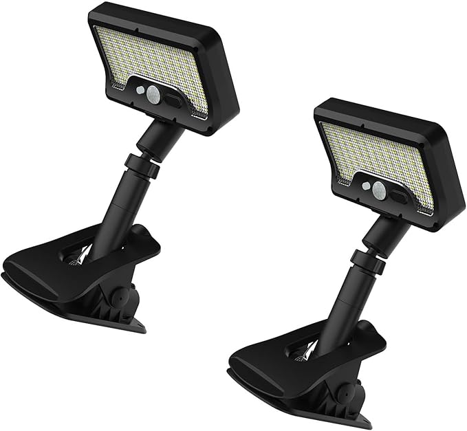 Outdoor Solar Clamp Lights 2 Pack with 3 Modes Rechargeable Design for Camping Garden Pathway Outdoor Solar Lights