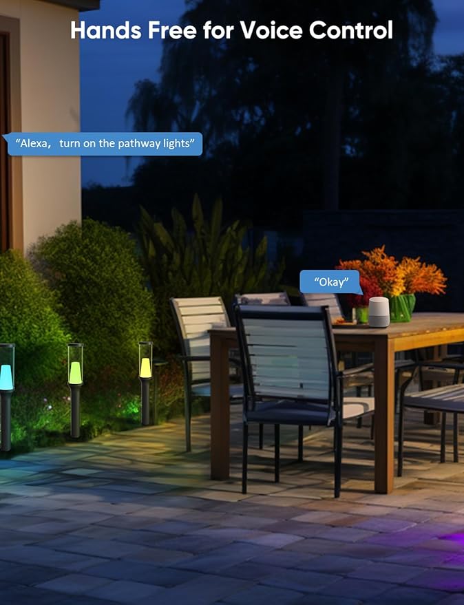 APPECK Pathway Lights Outdoor 800LM, RGBCW Low Voltage Landscape Lighting, Smart APP and Alexa Control, IP65 Waterproof, Color Changing Walkway Lights for Garden, Yard, Patio, Christmas, 4 Pack