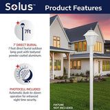Solus 7-Foot Direct Burial Lamp Post – Aluminum Outdoor Light Pole with Dusk-to-Dawn Sensor – Fits 3" Fixtures – | Lumora