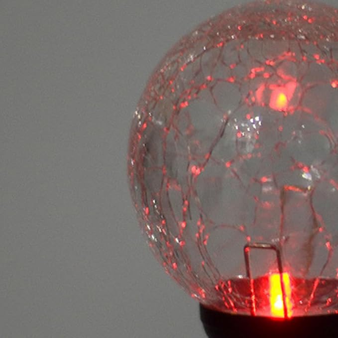 Sewroro Solar Glass Ball Lawn Lamp Color Changing LED Garden Light Ground Plug Landscape Path Light for Outdoor Yard