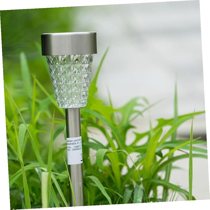 Kisangel Solar Garden Path Lights Waterproof Stainless Steel LED Lawn Lamp Outdoor Solar Yard Lighting with Ground Peg for Patio and Landscape