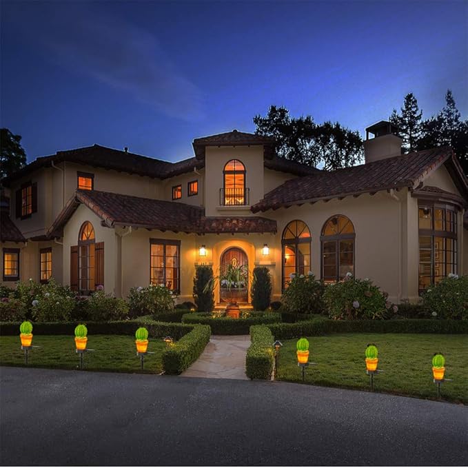 Mobestech Solar Garden Lights Creative Cactus Pineapple Lawn Lamp Outdoor Ground Lights for Garden Yard Pathway | Lumora
