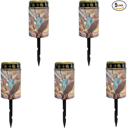 US Flag Eagle Solar Garden Stake Lights Outdoor Waterproof Solar Pathway Light Landscape Lighting Cemetery Solar Lantern,Outdoor Table Lamp,Wall Light Auto On/Off
