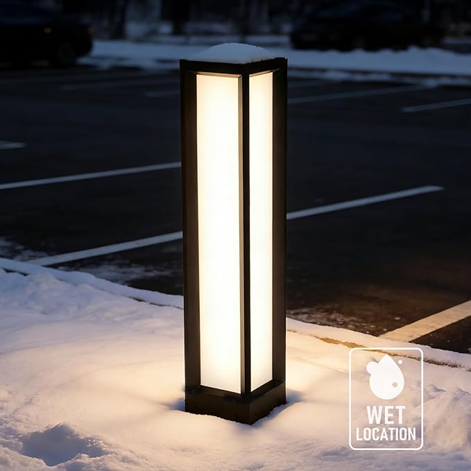 LEONLITE 5CCT LED Bollard Pathway Lights Wired, 31.6" 14W/19W/24W Landscape Path Lights, 120V-277V Commercial Bollard Fixture, 0-10V Dimmable Landscape Area Light, UL Listed, 2700K3000K3500K4000K5000K