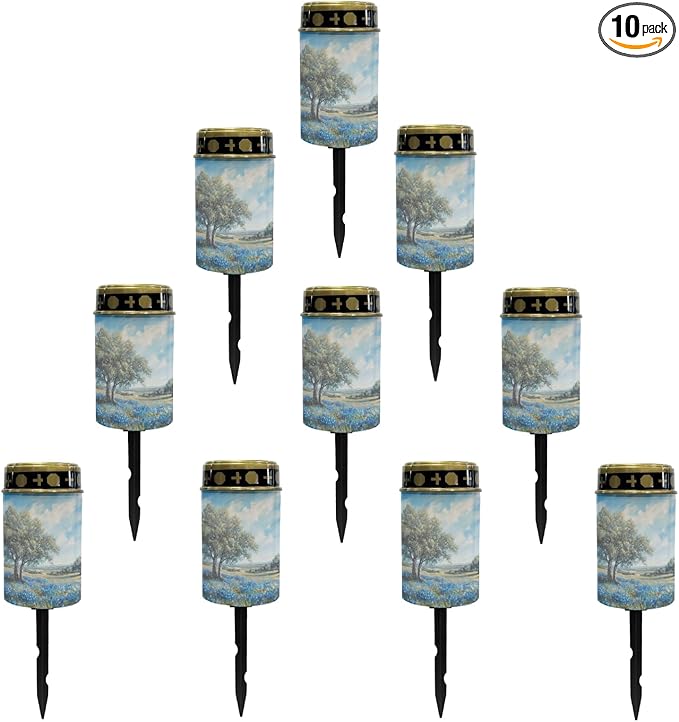 Blue Floral Solar Lights Outdoor Solar Garden Lights Pretty Stake Lights Pathway Decorative for Yard Patio Driveway Landscape Lighting Outdoor Lantern Wall Light Auto On/Off