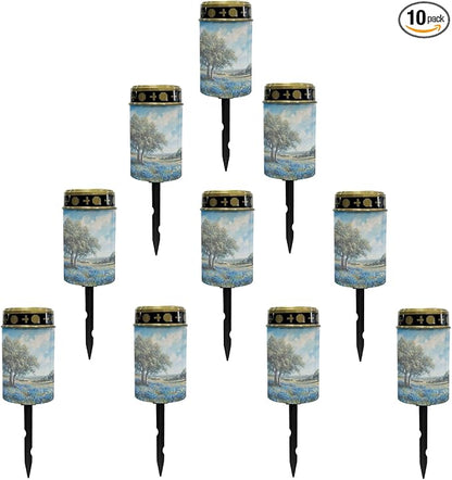 Blue Floral Solar Lights Outdoor Solar Garden Lights Pretty Stake Lights Pathway Decorative for Yard Patio Driveway Landscape Lighting Outdoor Lantern Wall Light Auto On/Off