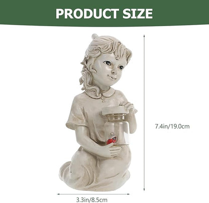 Solar Lawn Light Human Doll Statue Decorative Garden Light Outdoor Waterproof Solar Powered Yard Sculpture for Pathway and Home