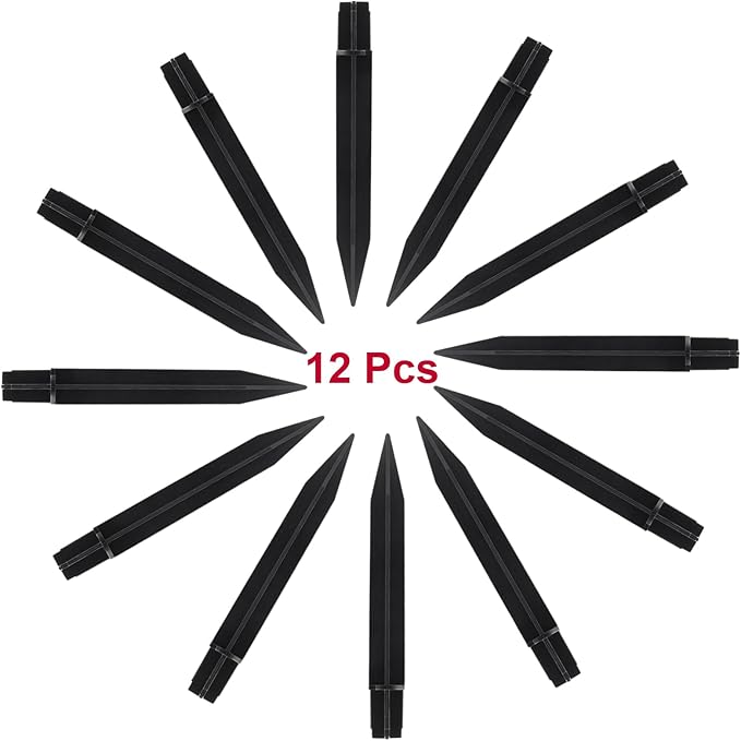 Biaungdo 12 Pcs Ground Spike, 8.25 Inch Black Reinforced Plastic Ground Spikes ABS Lights Replacement Stakes Yard Stakes for Solar Pathway Torch Garden Lights