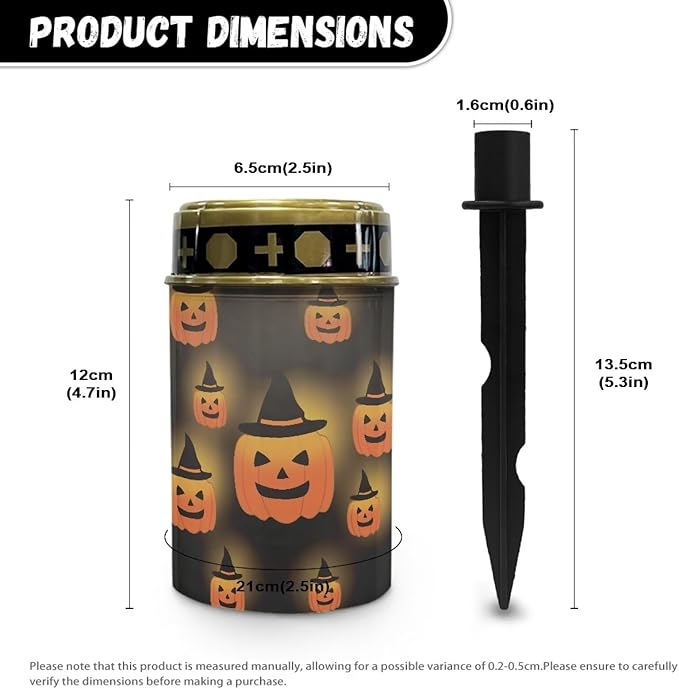 Pumpkin Solar Lights Outdoor Lightweight Solar Garden Lights Waterproof Cemetery Solar Light Halloween Decoration Auto ON/OFF Solar Powered Outdoor Garden Lights