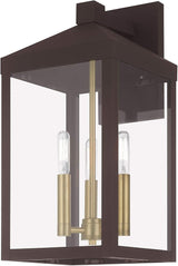 Livex 20584-07 Transitional Three Light Outdoor Wall Lantern from Nyack Collection in Bronze/Dark Finish | Lumora