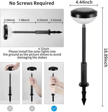 Solar LED Garden Stake Lights Outdoor Decorative Solar Pathway Lamps for Patio Lawn Landscape with Water Drop Projection and Steady/Breathing Modes