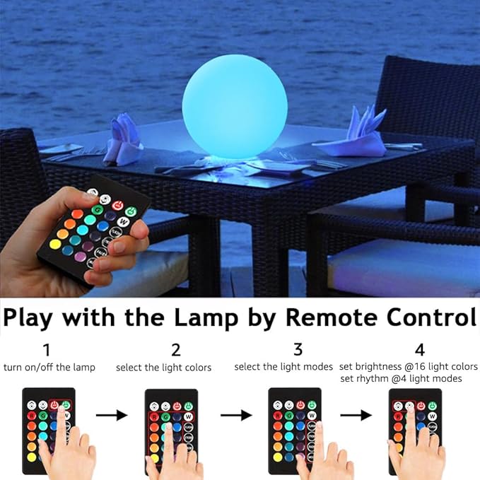 12-inch LED Glowing Ball Light w/Remote, LED Globe Orb Night Light Mood Lamp for Kid Adult - Outdoor Wall Light | Lumora