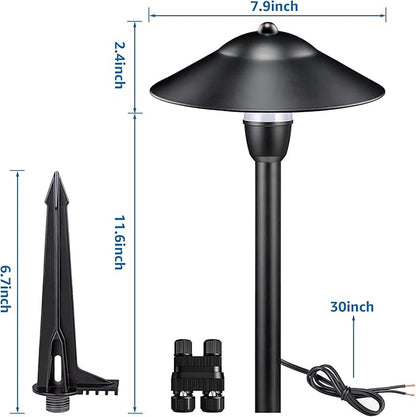 SUNVIE Low Voltage Pathway Lights Wired Path Light Outdoor 3W 12-24V 3000K Waterproof Aluminum LED Landscape Lights with Connector for Garden Walkway Yard - ETL Listed Cord, 8 Pack