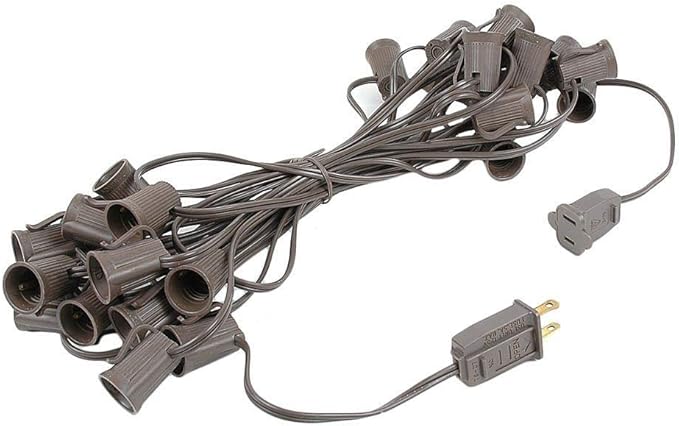 G50 Patio String Lights with 25 Multi Globe Bulbs – Outdoor String Lights – Market Bistro Café Hanging String Lights – Patio Garden Umbrella Globe Lights - Brown Wire - 25 Feet