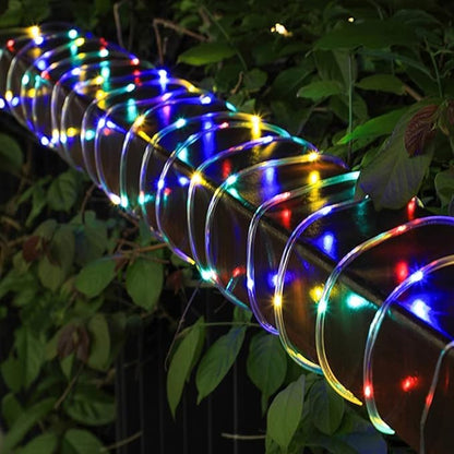 Solar Rope Light 33FT 100L IP65 Weatherproof Outdoor LED Copper Fairy String Tube Lights for Party Garden Porch Yard Home Wedding Vacation Daily Holiday Decoration Lighting(Multi Color)