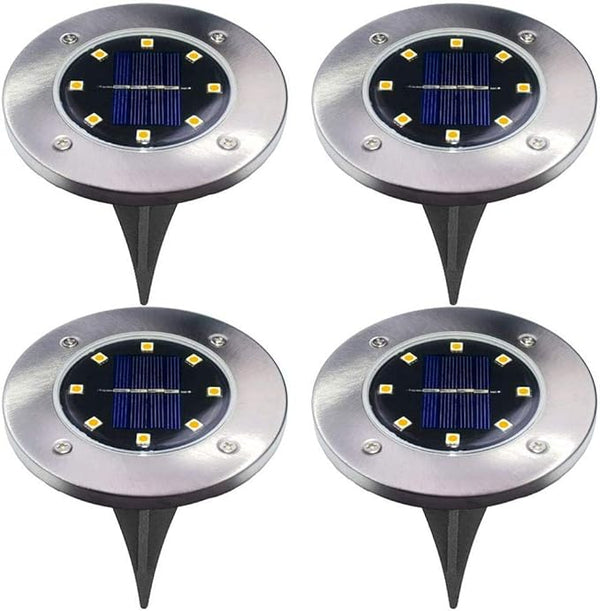 Ulalaza 4Pcs Solar Ground Lights 8 LED Waterproof Outdoor Garden Lights for Yard Driveway Lawn Pathway (Warm White) | Lumora