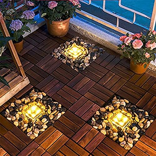 Solar Outdoor Ice Cube Lights for Garden Decoration, 2.8 ”x 2.8” Frosted Acrylic Brick Waterproof Solar Landscape | Lumora