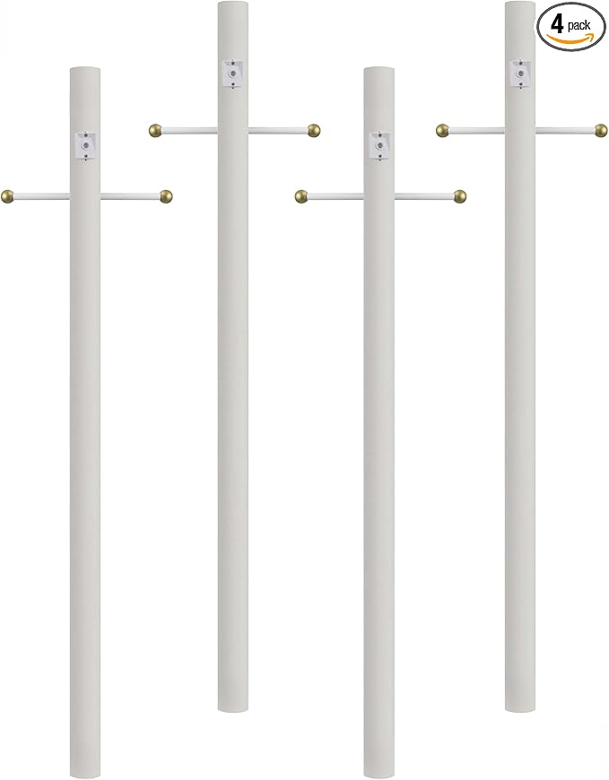 Solus 7-Foot Direct Burial Lamp Post – Aluminum Outdoor Light Pole with Decorative Cross Arm & Dusk-to-Dawn Sensor | Lumora