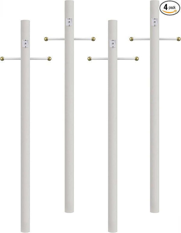 Solus 7-Foot Direct Burial Lamp Post – Aluminum Outdoor Light Pole with Decorative Cross Arm & Dusk-to-Dawn Sensor | Lumora