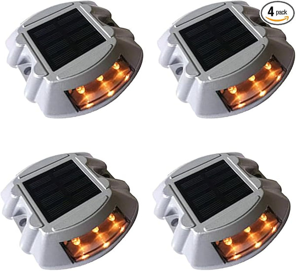 Wokyo 4PCS Outdoor Solar Deck Lights, LED Solar Driveway Lights IP68 Waterproof Driveway Markers, Aluminium Solar | Lumora