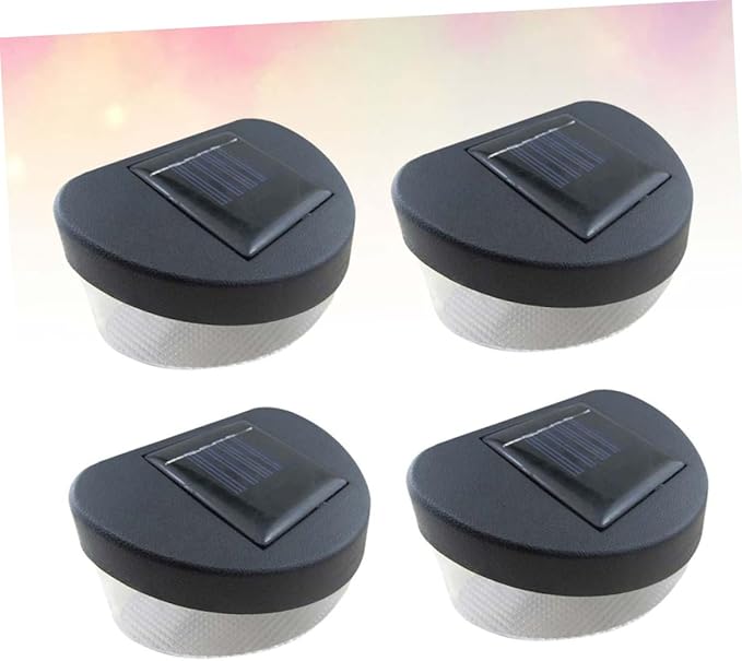 ABOOFAN 4pcs Solar Outdoor Garden Light LED Wall Lamps with Black Shell White Light for Garden Pathway Porch and Wall Decor