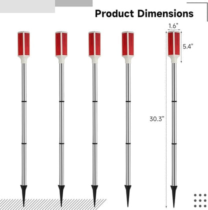 Joyibay 5 PCS Solar Powered Driveway Markers, Solar Warming Landscape Lights, Solar Outdoor Driveway Lights, Landscape Driveway Reflectors on Poles for Snow Road Yard (Red)