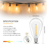 100FT Outdoor String Lights for Outside Patio Lights with 24+1 Shatterproof S14 E12 LED Bulb, 2700K Outside Hanging | Lumora