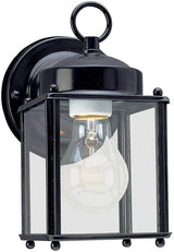 Sea Gull Lighting 8592-12 New Castle One-Light Outdoor Wall Lantern with Clear Glass Panels, Black Finish | Lumora
