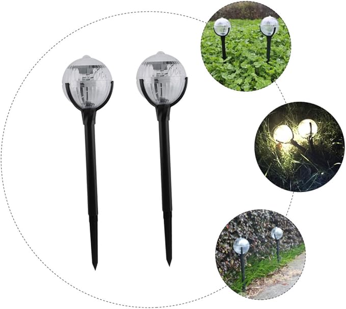 Solar Powered LED Lawn Lights 2pcs Plastic Solar Garden Path Lights with Colorful RGB Glow Outdoor Patio Yard Landscape Lighting