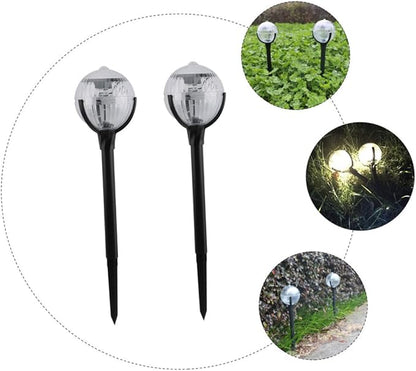 Solar Powered LED Lawn Lights 2pcs Plastic Solar Garden Path Lights with Colorful RGB Glow Outdoor Patio Yard Landscape Lighting