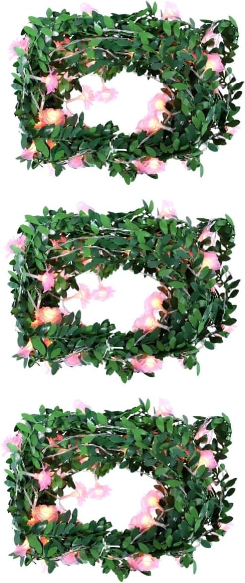 DOITOOL 3pcs Decorative Wreath String Light Led Garland for Outdoor Indoor Decor Battery Operated Design for Christmas Weddings and Parties