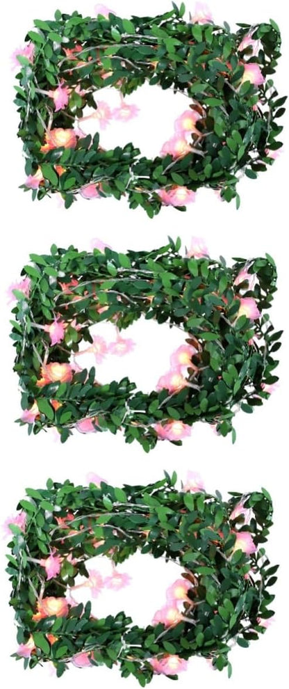 DOITOOL 3pcs Decorative Wreath String Light Led Garland for Outdoor Indoor Decor Battery Operated Design for Christmas Weddings and Parties