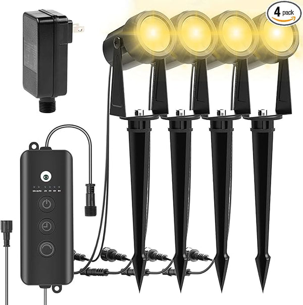 ZYAN Landscape Spotlights with Sensor, 5 Lighting Modes for Brightness Adjustment, Dimmable Timer Auto On Off, Low | Lumora