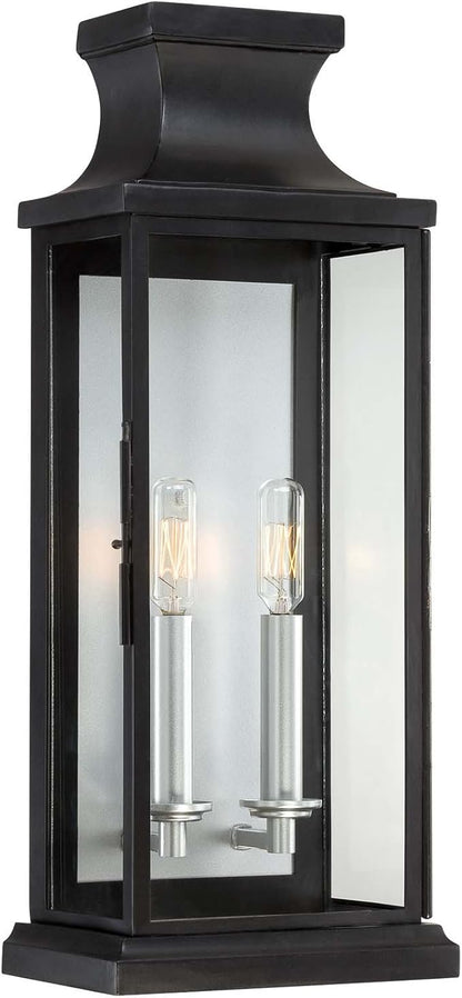Savoy House 5-5911-BK Brooke Traditional Clear Glass Outdoor Wall Lantern, 2-Light 120 Total Watts, 20" H x 8" W, Black