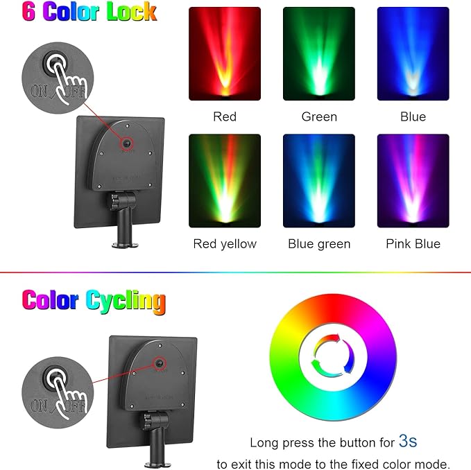 APONUO Christmas Solar Spot Lights Outdoor Color Changing,2 Colors Modes Metal Solar Landscape Lighting RGB | Lumora
