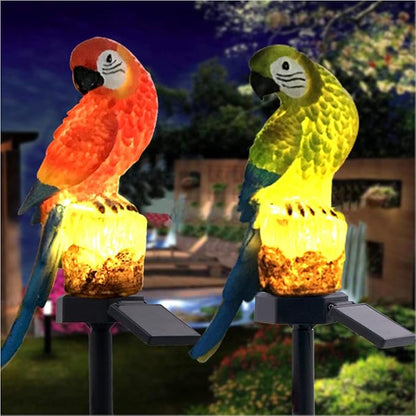 Uonlytech 2pcs Solar Light Backyard for Lamp Stake Lawn Resin Decor Decorative with Landscape Lights Pathway Patio Decorations Decoration Outdoor Parrot Animal Garden Led Ornament