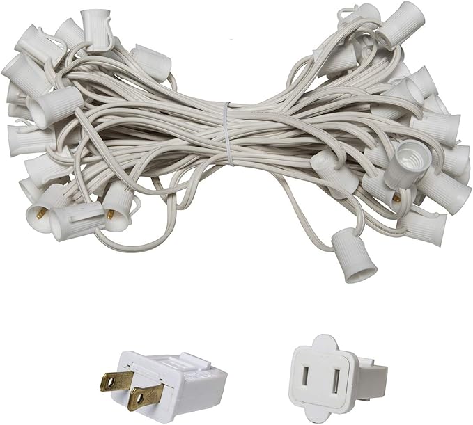 Wintergreen Lighting C9/E17 Light Stringer, 12' Socket Spacing, Outdoor String Light Patio Stringer, Fits C9/E17 | Lumora