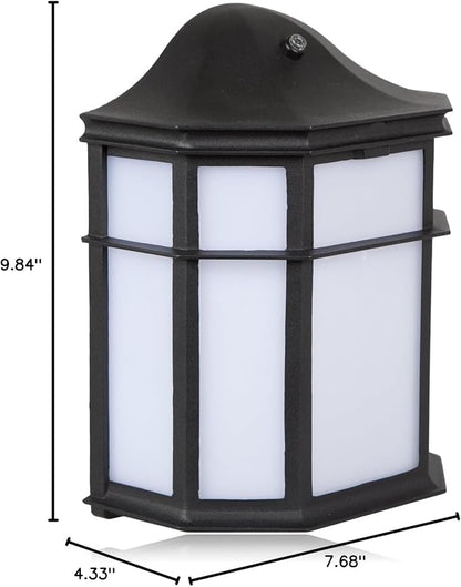 Maxxima Black Aluminum Outdoor LED Wall Pack Light - Featuring Automatic Dusk to Dawn Photocell Sensor, 1200 Lumens, 3000K Warm White, Decorative Sconce Lighting for Porch or Patio
