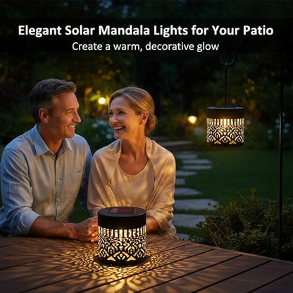 2026 New Decorative Solar Mandala Lights Outdoor Garden - Metal Waterproof Pathway Lights Solar Powered, Shadow Projection Landscape Lighting for Backyard, Patio, Walkway, Lawn, Porch Decor (6pcs)
