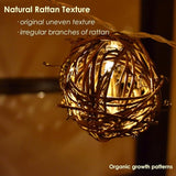Rattan Ball String Lights Plug in Fairy Lights for Thanksgiving Decorations Indoor Outdoor Patio Garden Balcony | Lumora