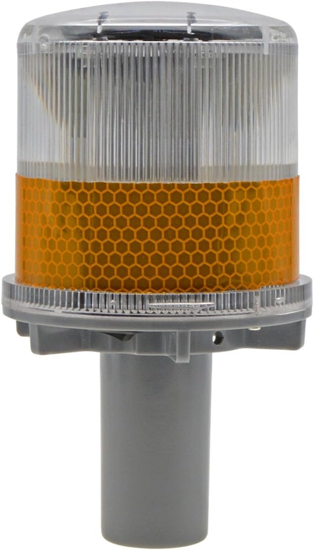 PENCK Solar LED Warning Light Waterproof Driveway Lights Flashing Barricade Light Road Construction Safety Signs Flash Traffic Marina Dock Barge Boat Safety Beacon Light Yellow