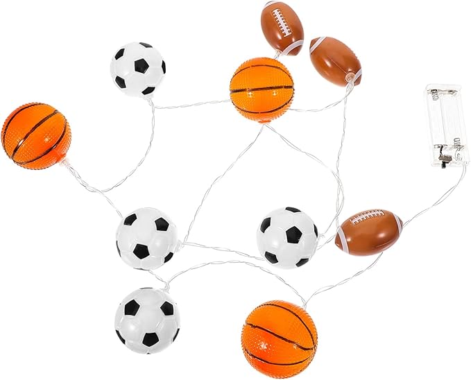 Alipis Led Sports String Light Bulb Decorative Outdoor Lighting for Camping and Parties Battery-Powered Sports-Themed Patio Lights for Soccer Basketball and Football Events