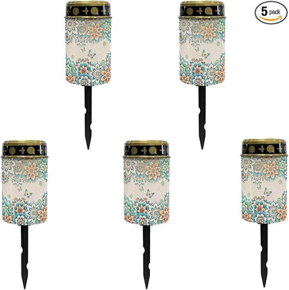 Boho Floral Butterfly Solar Lights for Grave Solar Garden Light Night Light Book Light Landscape Path Light Home Decor Solar Light for Yard Patio Spotlight Driveway