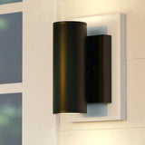 VAXCEL Chiasso Modern Outdoor Porch Light,4.5" W x 8" H 2-Light Black Cylinder Wall Sconce, Waterproof LED Up and | Lumora